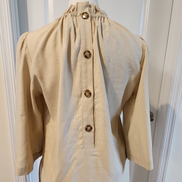 G. Label by Goop size 2 cream linen blend dress with pockets and buttons, luxe - Picture 7 of 11